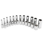 GreatNeck 18622 | 22 Piece 1/4 Drive Deep/Shallow Socket Set with Tray, Metric
