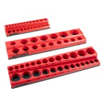 OEM Tools 22484 | 3 Piece Magnetic Socket Tray Set - Red, SAE