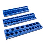 OEM Tools 22486 | 3 Piece Magnetic Socket Tray Set - Blue, Metric
