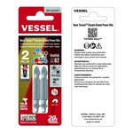 Vessel Tools DEPH2SQ250P2 | Neck Torsion Double-Ended Power Bits, PH2 x SQ2, 50 mm, 2 Piece