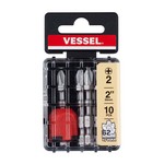 Vessel Tools IBMGEPH250P10T | Impact Ball Torsion Bit PH2 x 50mm, 10 Pieces with Magnetic Enhancer Case