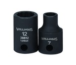 Williams 36612 | 3/8 Drive 12 mm Shallow Impact Socket 12 Point, Black Industrial Finish