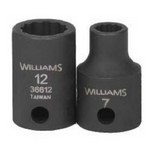 Williams 36619 | 3/8 Drive 19 mm Shallow Impact Socket 12 Point, Black Industrial Finish