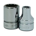 Williams BM-1224 | 3/8 Drive Shallow Socket, High Polished Chrome Finish, 12 Point, 24 mm