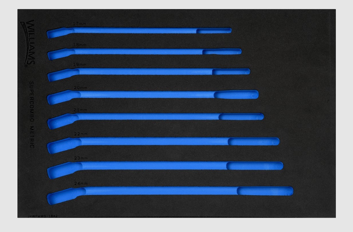 Williams JHWFMWS-18A213FM | 1/3 Foam Drawer Insert Only for 8 piece Metric 12 Point SUPERCOMBO® Combination Wrench Set