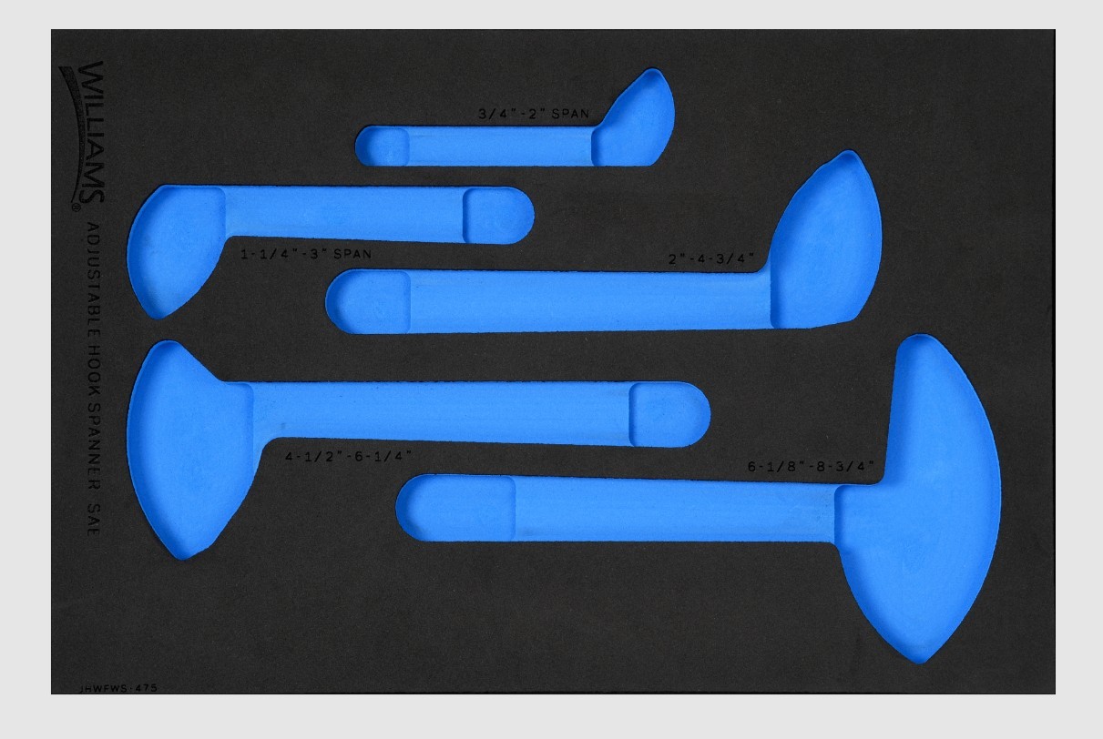 Williams JHWFWS-47613FM | 1/3 Foam Drawer Insert Only for 6 piece Adjustable Pin Spanner Wrench Set