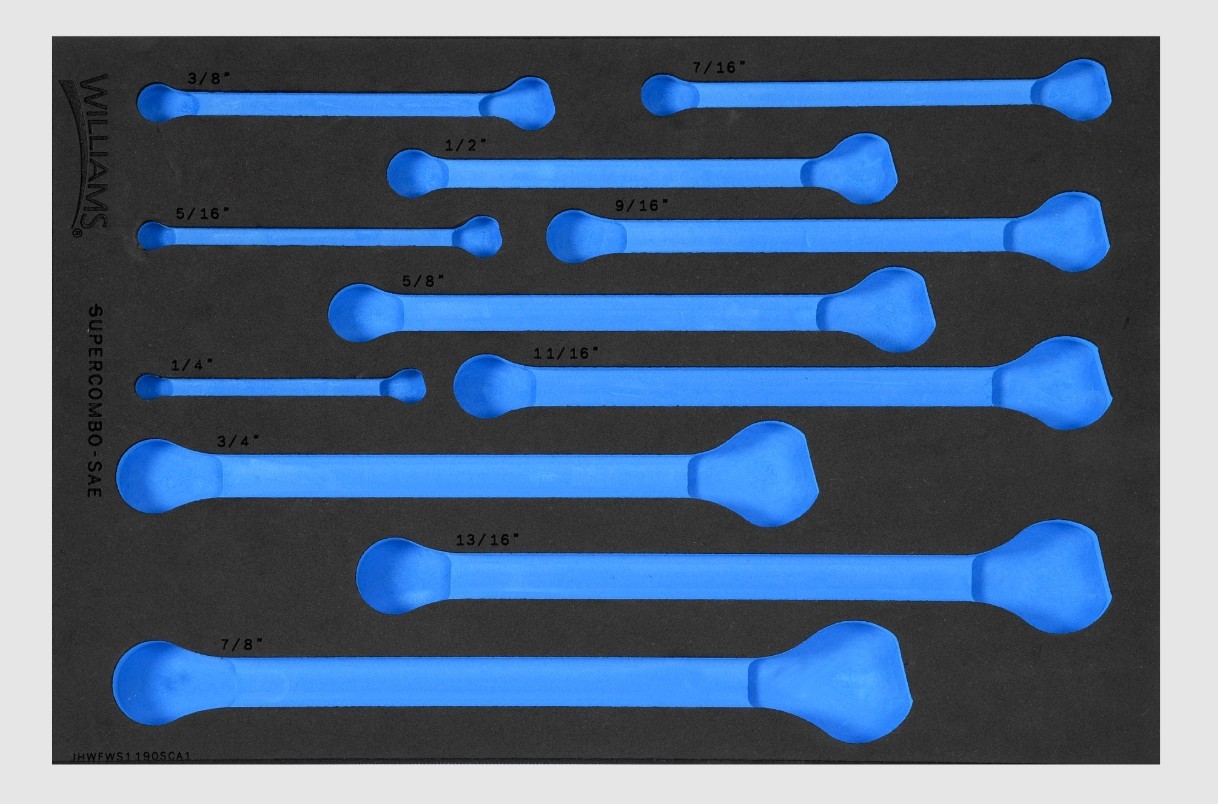 Williams JHWFWS1190SCA113FM | 1/3 Foam Drawer Insert Only for 11 Piece SAE 12 Point SUPERCOMBO® Combination Wrench Set (1/4 to 7/8)
