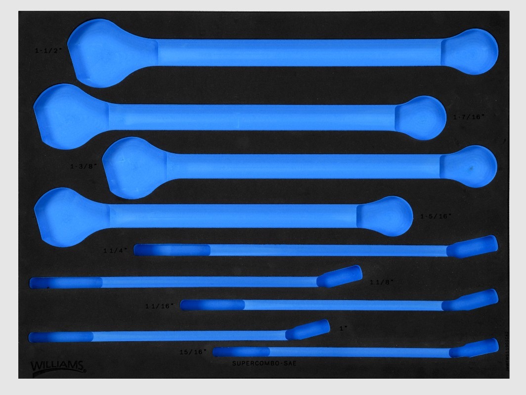 Williams JHWFWS1190SCA223FM | 2/3 Foam Drawer Insert Only for 9 Piece SAE 12 Point Combination Wrench Set (15/16 to 1-1/2)