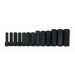 Williams MS-12-13H | 3/8 Drive Deep Impact Socket Set, 6 Point, Metric, 13 Pieces, Black Industrial Finish