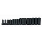 Williams MS-12-18H | 3/8 Drive Deep Impact Socket Set, 6 Point, Metric, 18 Pieces, Black Industrial Finish
