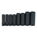 Williams WS-12-8 | 3/8 Drive Deep Impact Sockets, 6 Point, SAE, 8 Piece Set, Black Industrial Finish