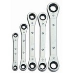 Williams WS-12 | Double Head Ratcheting Box Wrenches, 5 piece Set, 6 & 12 Point Set, SAE