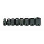 Williams WS-2-8 | 3/8 Drive Shallow Impact Sockets, 6 Point, SAE, 8 Piece Set, Black Industrial Finish