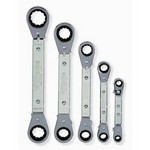 Williams WS-5 | Double Head 25° REVERSIBLE Offset Ratcheting Box Wrenches, 5 Piece Set