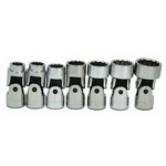 Williams WSB-7U | 3/8 Drive Universal Socket, High Polished Chrome Finish Set, 12 Point, 7 Pieces