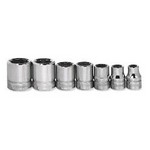 Williams WSM-7RC | 1/4 Drive Shallow Socket, High Polished Chrome Finish, Set 12 Point 7 Piece