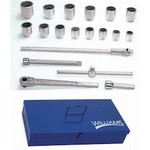 Williams WSX-21TB | 1 Drive Socket and Drive Tool Set, 12 Point, SAE, in Metal Tool Box, 21 Pieces