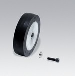 Dynabrade 11620 | Contact Wheel Assembly, 4 Inch Dia. x 1 Inch Width x 5/8 Inch Inside Dia., Crown Face, 40 Durometer Rubber