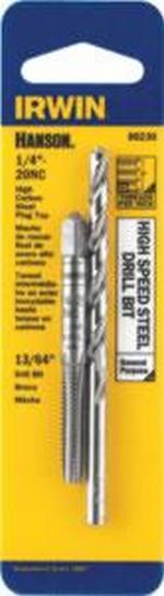 Hanson (Irwin) Tools 80230 | Tap (HCS) & Drill Bit (HSS) Combo Set - 1/4-20 Nc + 13/64