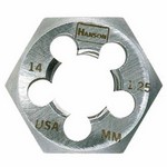 Hanson (Irwin) Tools 7365ZR | Die, Rethreading Hexagon, Right Hand, HCS 22 MM-1.5