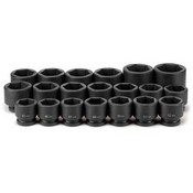 Grey Pneumatic Corporation 9020M | 1 Inch Drive Standard Length Metric 6 Point Impact Socket Set 20 Pc 45-75mm
