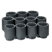 Grey Pneumatic Corporation 9111D | 1 Inch Drive Deep Length Fractional SAE 12 Point Impact Socket Set 11 Pc 3-1/8 to 4-1/2 Inch