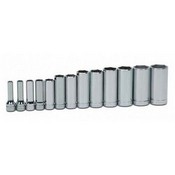 Williams WSBD-13HRC | 3/8 Inch Drive Deep 6 Pt Fractional SAE Socket Set on Clip Rail 13 Pc