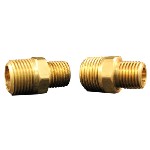 Milton S-646-1 | Brass Fitting Male Hex Nipple 1/4 Inch NPT x 3/8 Inch NPT, 2/Pack