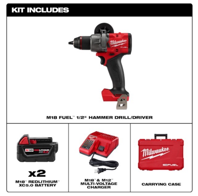 Milwaukee Elec Tool Corp 2904-22 | M18 Fuel 1/2 Hammer Drill Driver Kit