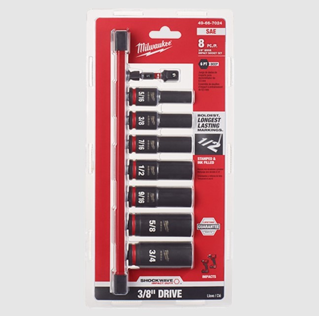 Milwaukee Elec Tool Corp 49-66-7024 | Set Socket Impact Duty 8 Piece 3/8 Drive Sae Deep 6 Point