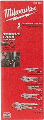 Milwaukee Tools 48-22-3695 | 5 Pc. Torque Lock Locking Pliers Kit