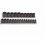 Stanley Proto J74206 | Metric Standard Length Impact Socket Set, 25 Pieces, 1/2 In Drive, 6 Point, Alloy Steel, Black Oxide