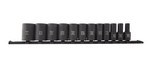 Sunex International 3337A | 12 Piece, 3/8 Inch Drive 12 Point, SAE Semi-Deep Impact Socket Set 