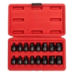 Sunex 3646 | 16 Pc 3/8In Dr Stubby Sae/Metric Impact Hex Driver Set