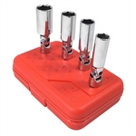 Sunex 8844 | 3/8 Inch Drive 4 Piece Universal Spark Plug Socket Set