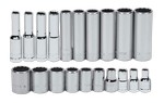 Williams JHWWSM-20RC | 1/4 Drive Shallow & Deep Sockets on Clip Rails, 25 Pieces