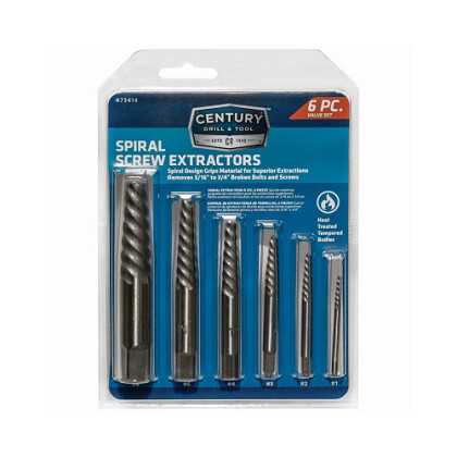 Century Drills 73414 | Screw Extractor Set, Spiral Flute, 6 Piece