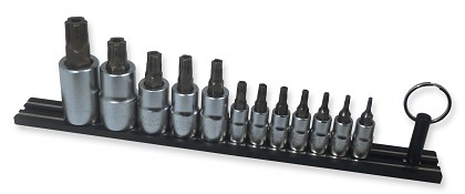 VIM Tools TMS-T5P | Elite 12Piece Torx Plus 5 Point Set, IPR8 Thru IPR60, packaged on a Black Magrail
