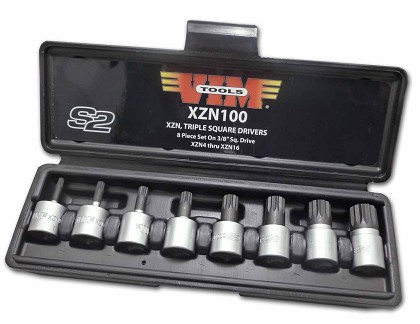 VIM Tools XZN100 | 3/8 In Drive Metric Triple Square Bit Socket Set, 8 Piece