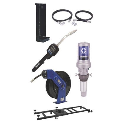 Graco Industrial 24K838 | LD Series 3:1 Deluxe Stationary 275 Gallon (1040 Liter) Oil Pump with SD Series Hose Reel Package - Preset Meter Type