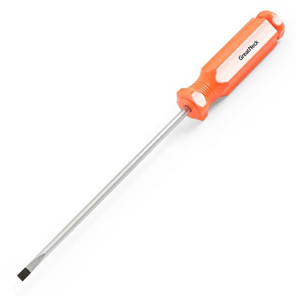 GreatNeck 73002 | 1/8 x 4 Inch Slotted Round Shank Cabinet Tip Screwdriver