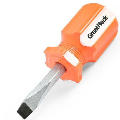 GreatNeck 73020 | 1/4 x 1.5 Inch Slotted Square Shank Stubby Screwdriver