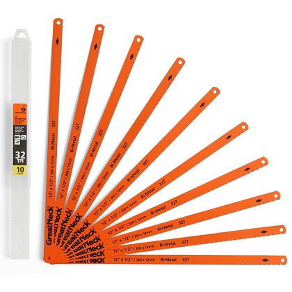 GreatNeck 74015 | 12 Inch 32 TPI Bi-Metal Hacksaw Blade Set