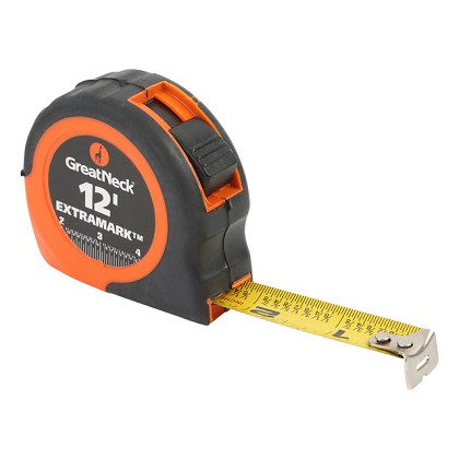 GreatNeck 95007 | ExtraMark Tape Measure, 12 Ft. x 5/8 Inch