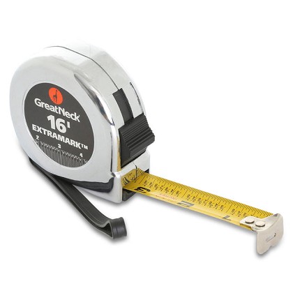 GreatNeck C325I | ExtraMark Chrome Tape Measure, 16 Ft. x 3/4 Inch