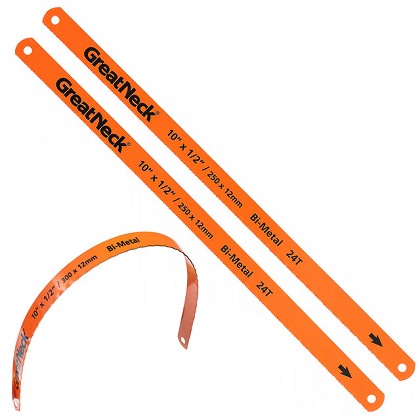 GreatNeck GB214 | 10 Inch 24 TPI Bi-Metal Hacksaw Blades - 2 Pack