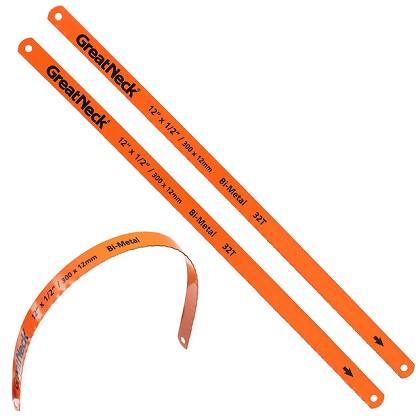 GreatNeck GB222 | 12 Inch 32 TPI Bi-Metal Hacksaw Blades - 2 Pack