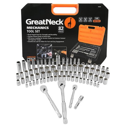 GreatNeck HC82U | 82-Piece Multi-Drive Mechanic's Tool Set - SAE and Metric