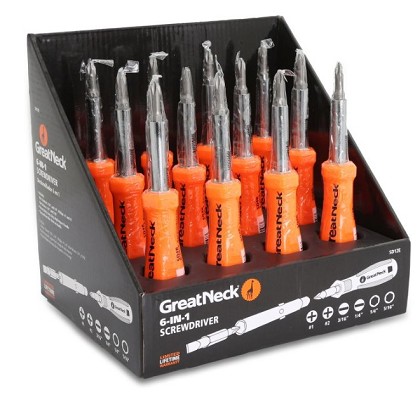 GreatNeck SD12E | 6-in-1 Screwdriver (12 Piece Countertop Display)
