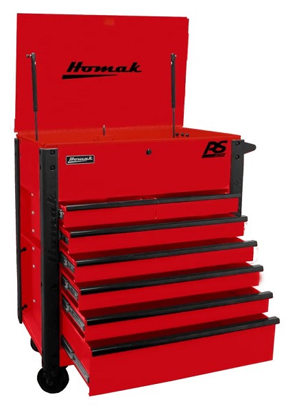 Homak RD06035247 | 35 RS Pro 7-Drive Wrench Flip Top Service Cart Red